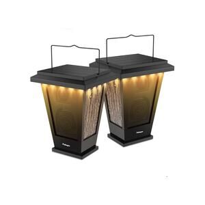pohopa Bluetooth Speakers Waterproof, Solar Powered 2 Pack LED Lights Black
